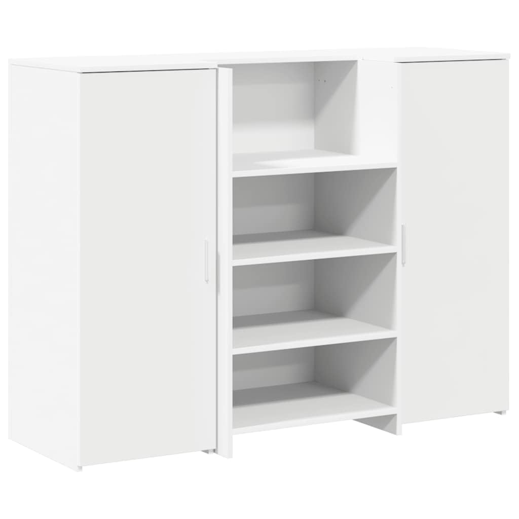 Générique Scrivania da reception bianca 135 x 50 x 103,5 cm in legno di ingegneria con piano di lavoro integrato, ampio spazio di archiviazione e armadio, ideale per ufficio, hotel, clinica o salone