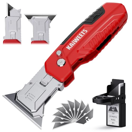 KAIWEETS Utility Knife Scraper, 2-in-1 Folding Box...