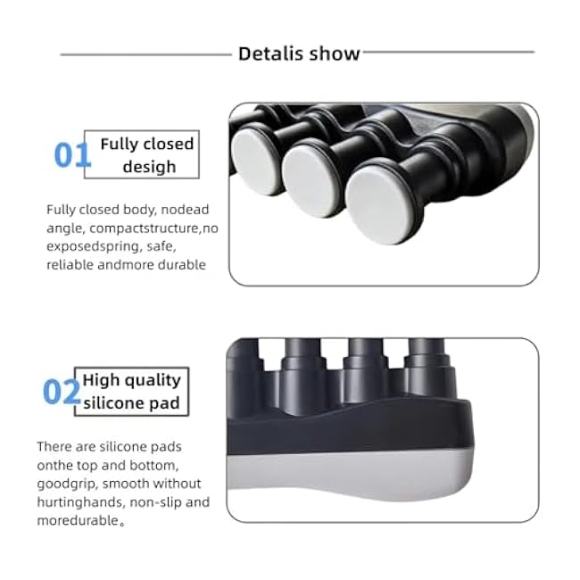 Finger Strengthener, Nalu Hand Grip Trainer Exerciser for Piano, Guitar, Bass, Ukulele Players, Plastic Material, Lightweight and Portable - Improve Finger Flexibility, Strength,1 Pack (Black+Gray)