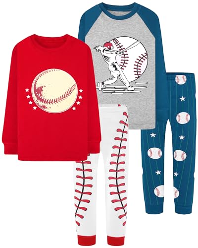 Image of DAUGHTER QUEEN Boys Pajamas 4 Pieces Long Set 100% Cotton Sleepwear Size 18 Months-12 Years