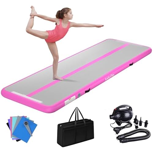 Air Mat Tumble Track 4 inches Thickness Inflatable Gymnastics Mat for Home Use/Training/Cheerleading/Yoga 10/13/16/20ft with Electric Air Pump