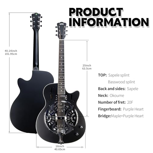 Gosila GDG-727 BK Resonator Electric Guitar Sapele Body Material Okoume Neck Material Type Purple Heart Fingerboard thumb #2