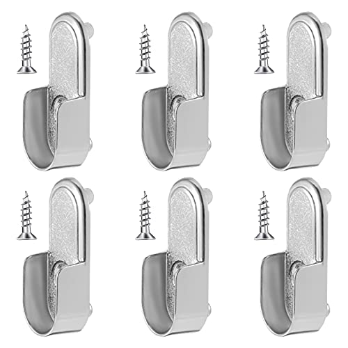 Yzwuyou Lot de 6 Support Tringle Penderie Ovales Vêtements Tube Support Latéral Rail Nickelé avec Vis Supports de Rail de Bride de Garde-Robe pour Tringle à Vêtement dans Placard Cover