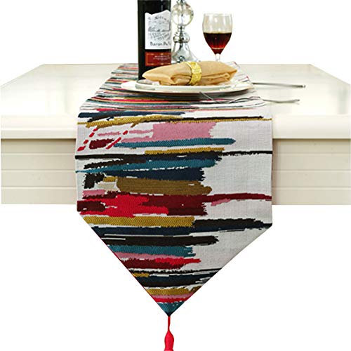 Breve Estilo Jacquard de arpillera gris/azul/rojo camino de mesa, Rojo, 30cm * 200cm (12' * 78' approx)