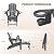Mdeam Folding Adirondack Chair with Retractable Ottoman, HDPE All-Weather Fire Pit Chair with 2 Cup Holders, Outdoor Chair for Deck Patio Garden Backyard Lawn (Grey)