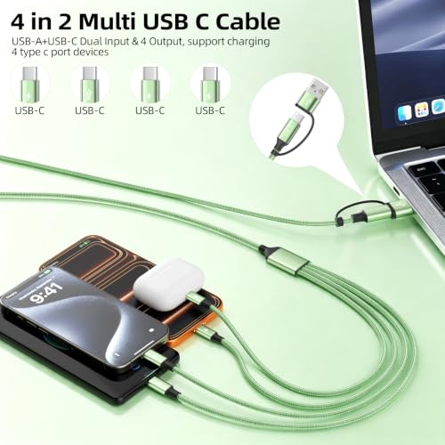 Image of USB A /C to USB C Cable, 4 in 2 Type C Multi Charging Cable [2 Pack, 5FT]