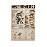 AMZPOSTERLN Vintage Wolf Poster Wolf Knowledge Canvas Art Aesthetic And Wall Art Picture Decor Poster12x18inch(30x45cm)