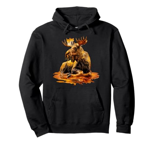Elch Herren Frau Ästhetischer Gold Honig Elch Pullover Hoodie