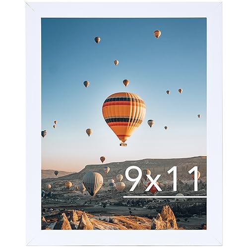 Image of JCJMY 9x11 Picture Frame White for Wall Hanging or Tabletop, Wall Mounting Horizontally or Vertically, 9 x 11 Wall Gallery Poster Photo Frames with Shatter Resistant Plexiglass, White
