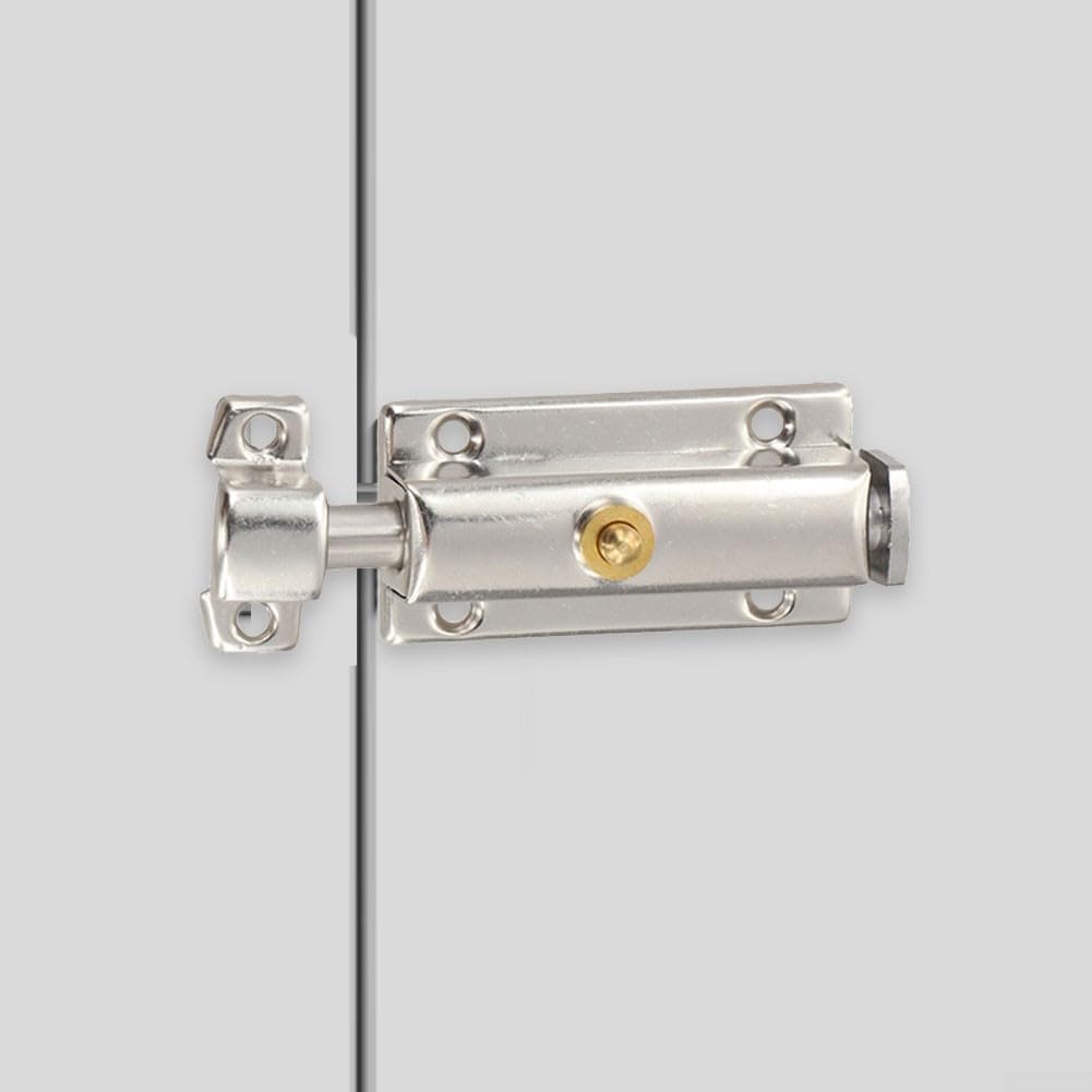 Stainless steel Door Latch Bolt Lock, Convenient and Safe to Use, Rustproof, Suitable for Various Doors (4inch)