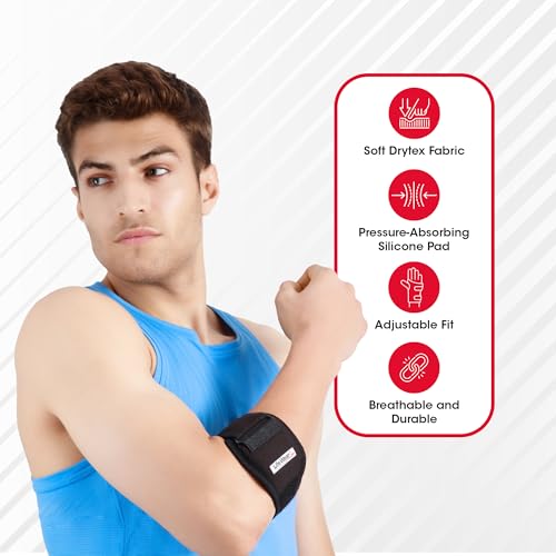 Image of LifeWear Tennis Elbow Brace for Pain Relief, Adjustable Elbow Band with Compression Pad, Forearm Support Strap for Gym, Tennis, Badminton, Golf and Other Sports, For Men and Women, Universal Size