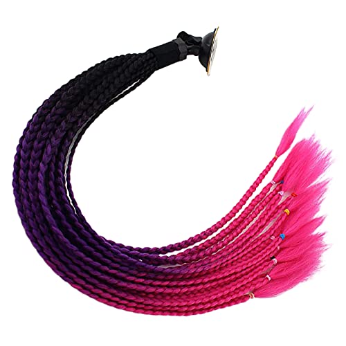 B Blesiya Casco trenzado, para casco de moto, casco, coletas de pelo, 55 cm, color negro, rosa y rojo Cover