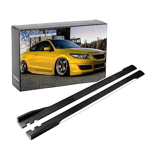 x xotic tech Universal 2M/78.7inch Car Side Skirt Extension Splitter Lip, Lower Side Skirts Rocker Panel Bottom Line Spoiler Diffuser Trim (Carbon Fiber Pattern w/White Strip)