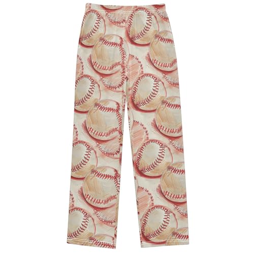 Boy's Pants Baseball Drawing Jogger Pants Elastic Waist Long Bottoms Trousers with Pockets 6-14 Years