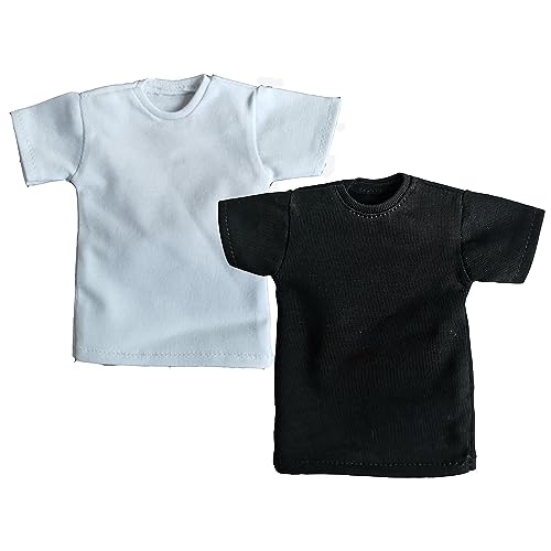 1/6 Custom Scale 2X T-Shirt Clothes for 12" Female TBL Phicen Jo Action Figure Doll Clothes Toy (Black+White)