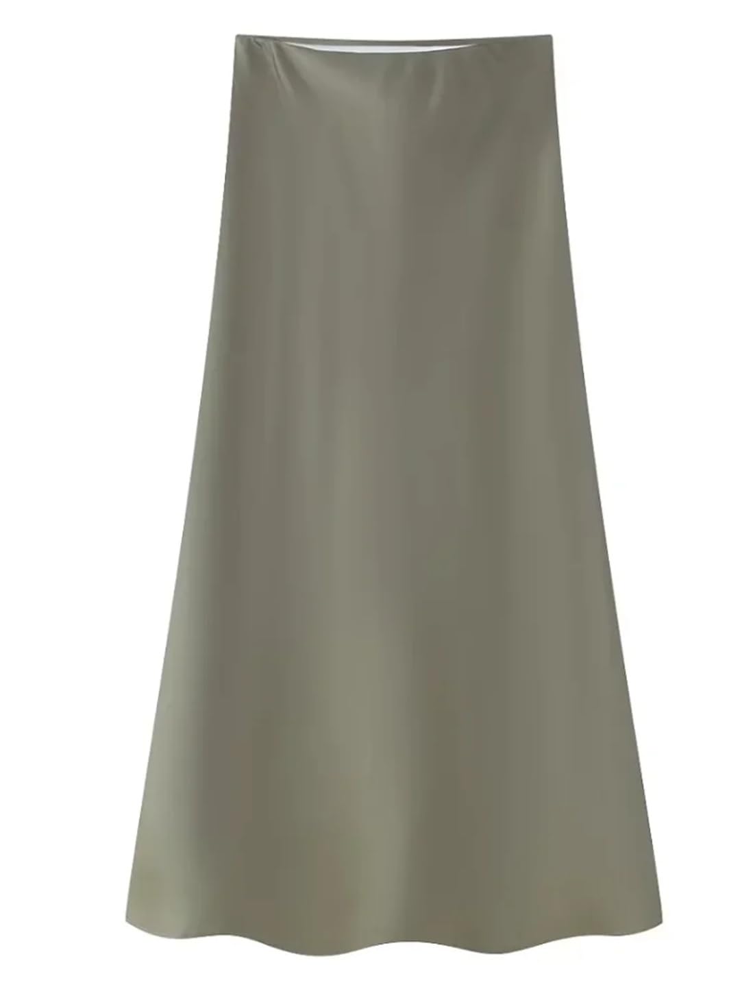 Jupe midi en satin doux au toucher pour femme - Taille élastique - Coupe ajustée