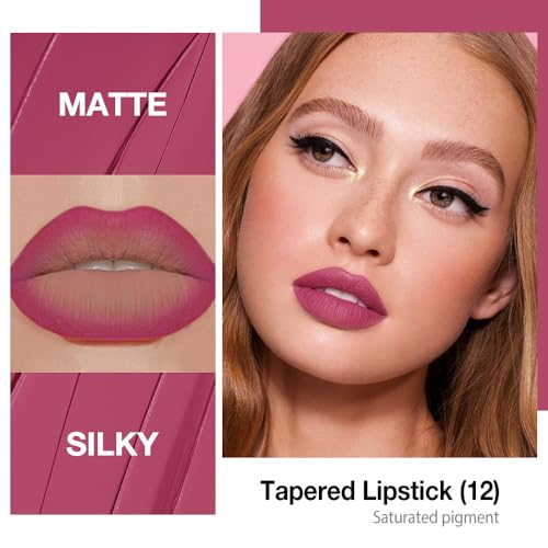 Image of Kaely Plum Rose Gradient Matte Lipstick Lip Liner Pencil for Women, 2in1 Flawless Contour Gradual Ombre Effect Lip Pencil Makeup Waterproof, labiales mate 24 horas originales, 12
