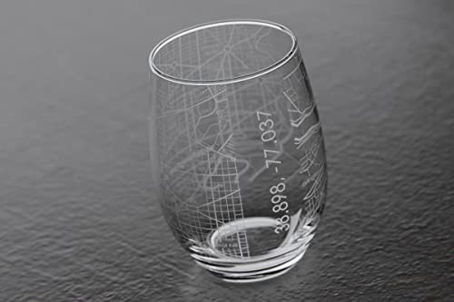 Well Told Engraved Washington Dc Map Stemless Wine Glass, Etched Wine Glass (15 Oz, Clear) City Map Wine Glass, Custom Wine Glass, Gifts For Wine Lovers #TOP4
