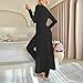 2 Piece Sets for Women Fall Fashion Lounge Long Sleeve Maxi Dress Casual Crew Neck Soft Trendy Slit Top and Pants Black