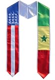 Del Mex Senegal Graduation Flag Stole Sash Scarf Senegalese USA (Senegal/USA)