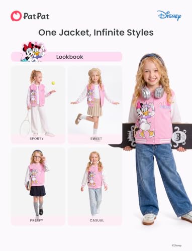 Image of Disney Girl & Boy Varsity Bomber Jacket Fall Sweatshirt Toddler to Big Kid | Officially Licensed Jacket with Mickey, Minnie, Spider-Man, Gwen, Toy Story, Cars, Frozen, Princess, Stitch, Zootopia Designs