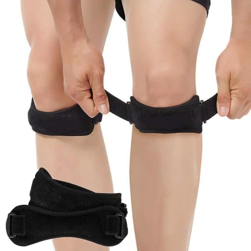 Generic Patella Knee Strap 2 Pack, Knee Tendon Pain Relief Support Brace | Stabilization for Running, Soccer, Basketball, Hiking, Jumpers Knee, Tennis, Tendonitis, Volleyball, Squats, Black