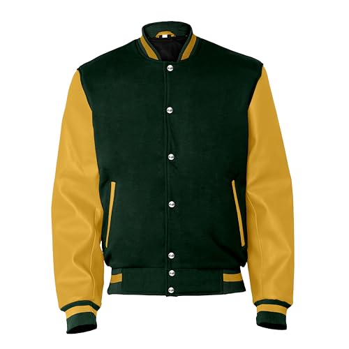 Image of Baseball Wool Letterman Varsity Faux Leather Sleeve For Men | Wool Varsity Bomber Jacket