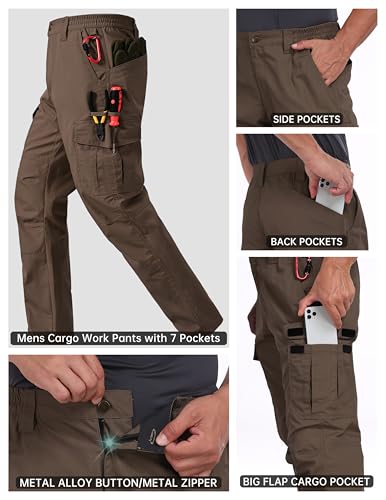 Image of CNBQDD Mens Work Pants Ripstop Waterproof Cargo Pants for Men with 7 Pockets Tactical Hiking Pants
