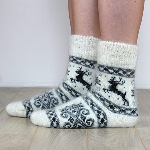 Thick Winter Socks Knitted from Wool with Goat Down, Warm Wool Socks for Women, Size 7-9 US4