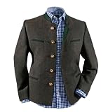 Men's German Bavarian Trachten Jacket Oktoberfest Grey Loden blazer Wool Janker - Traditional Green Trim