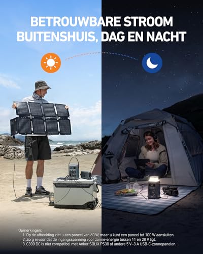 Anker SOLIX C300 DC Power Bank Station, voor buiten, 288 Wh (90.000 mAh), draagbare energiecentrale, LiFePO₄-accu, 300 W zonnegenerator, voor kamperen/reizen/noodgevallen (geen wandlader inbegrepen) - Afbeelding 6
