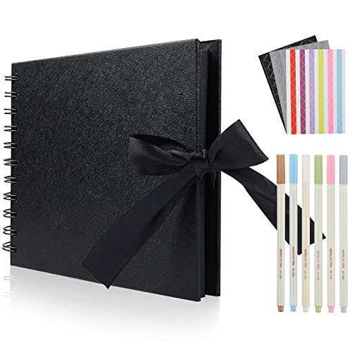 DIY 8.5 x 5.9 Inch Scrapbook Photo Album with 60 Black Kraft Paper Pages for Weddings, Graduations, and Travel Memories