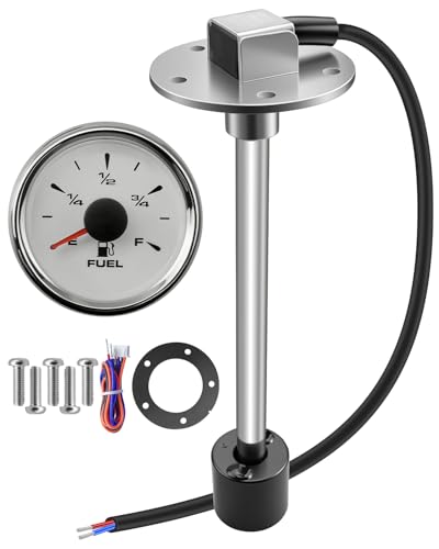 Fuel Tank Sending Unit with Gauge 240-33ohms 8 (200mm) Marine Boat Fuel Level Sender Kit Stainless Steel Gas Sensor with 7-Color Backlight Gauge for Boat Truck RV Car