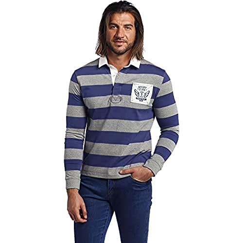 THE TIME OF BOCHA Polos Hombre Gris-Azulon KI1PRUGBY-Gris-Azulon-M