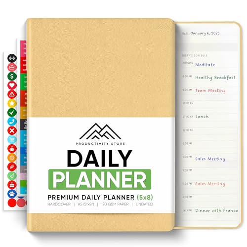 Daily Planner 2026 (5" x 8") - The Ultimate Daily Workflow Planner with Hourly Schedule & Task List to Achieve Your Goals by PRODUCTIVITY STORE (A5, Cream)