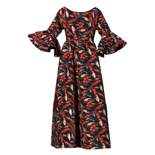 Image of iooiooi Womens African Print Party Maxi Dress Tradition Dashiki Ankara Long Dress & Headwrap