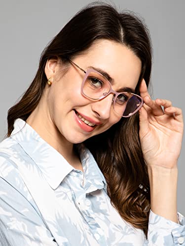 Image of LensKandy Cat Eye Shape Glasses for Women | Blue Cut Cat Eye Full Rim | Zero Power | Anti-Glare & UV Protection | Large Size Eyeglasses for Screen Use | Lightweight & Blocks Harmful Rays