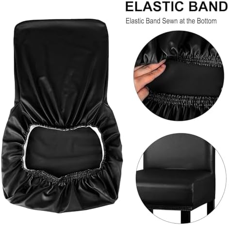 Waterproof Bar Stool Covers, PU Leather Pub Chair Slipcovers, 2-Pack Dining Chair Protector with Backs, Durable Barstool Protector for Home & Restaurant Use
