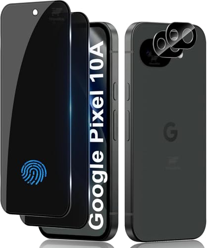 Image of WonRia 2+2 Pack - Privacy Tempered Guard for Pixel 10A 5G [FingerPrint Unlock] with 3D Camera Glass Protector Screen Guard Protector | Anti-Spy - Installation Kit