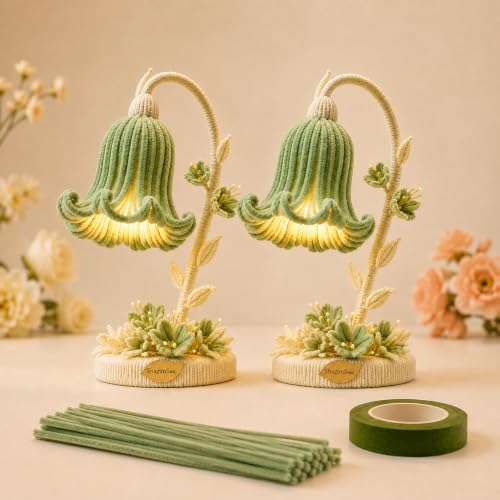 Image of ShagunSaaj Pipe Cleaner Flower Lamp DIY Kit for Kids and Adult Craft (Sage Green)