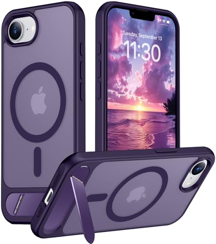 Image of Magnetic Compatible with iPhone 17e Case & iPhone 16e Case,[Built-in Invisible Kickstand][Compatible with MagSafe][Military Grade Shockproof] Slim Translucent Matte Case for iPhone 16e /17e 6.1 inch
