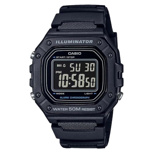 Casio W-218H-1BVEF �����Y�R���N�V�����E�H�b�`, �u���b�N///�z���C�g, W-218H-1BVEF-AMZUK�B