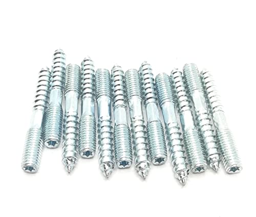 Image of Hanger Bolt M8x60 Silvery Double Headed Bolt Self-Tapping Screw with Hexagon for Furniture 12Pcs