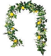 KWQBHW 6 Ft Artificial Lemon Garland, Spring Greenery Garland with Lemons and Flowers, Summer Fru...