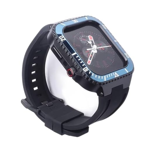 SULUET Kit MOD de modificação de luxo para Apple Watch Case Band 45mm 44mm Pulseira de silicone + amortecedor de metal para IWatch 8 7 SE 6 5 4 Pulseira Refit (Cor: Azul Preto Preto,