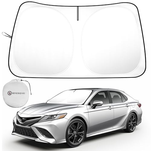 SHINEHOME Car Sun Shade for 2018-2024 2025 2026 Toyota Camry Windshield Sun Shade Sun Visor Windshield Screen Cover for Camry Front Window Sunshade Foldable Auto Interior Accessories UV Block
