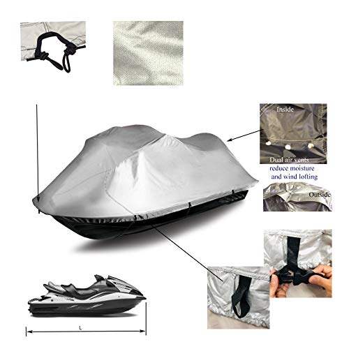 image for EliteShield PWC Watercraft Jet Ski Storage Cover Silver Color Fits fro