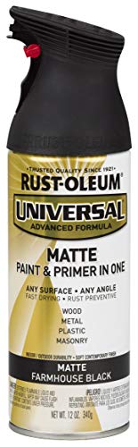 Rust-Oleum 330505 Universal Enamel Spray Paint, 12 oz, Matte Farmhouse Black