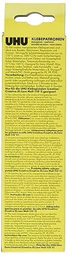 UHU Heißklebepatronen Low Melt, Transparente und ovale Klebepatronen für UHU Niedrigtemperatur Klebepistole, 200g