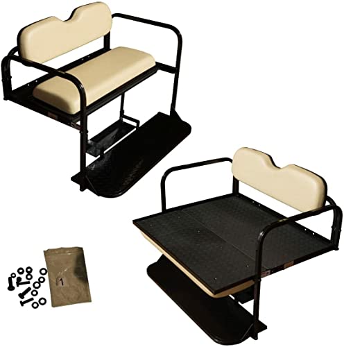 Performance Plus Carts Club Car Precedent/Onward/Tempo Golf Cart Flip Folding Rear Seat Kit | Compatible with 2004-Up Models (Buff)